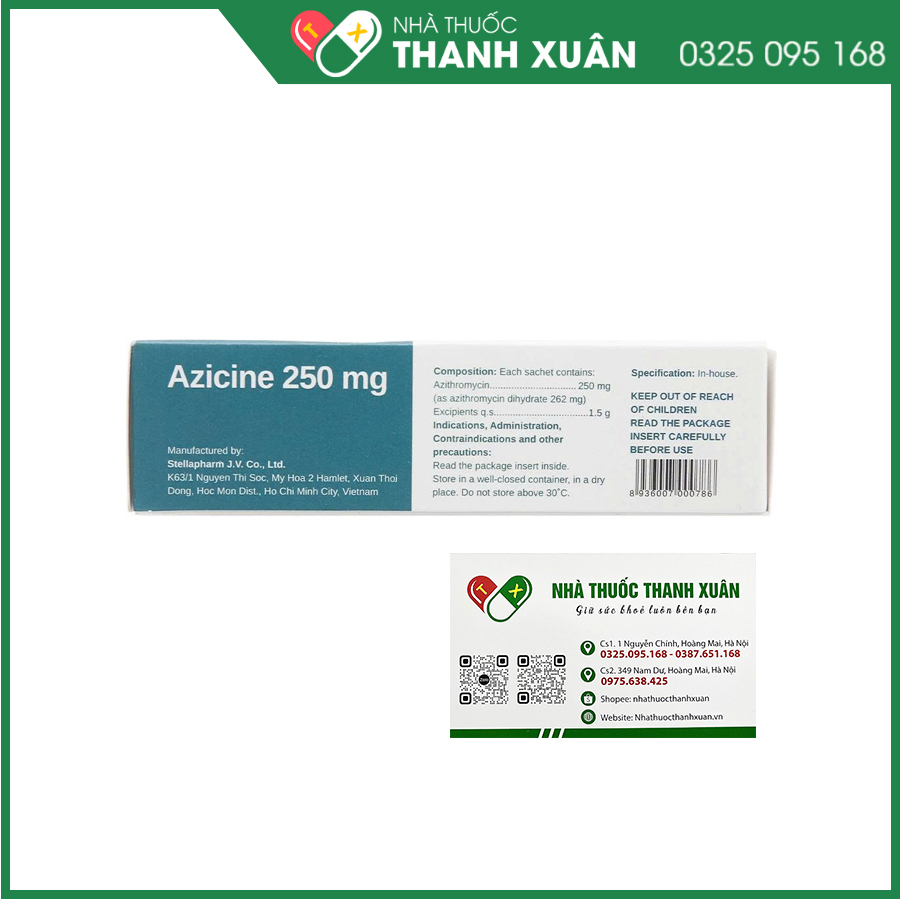 Azicine 250mg thuốc điều trị các chứng nhiễm trùng đường hô hấp trên và đường hô hấp dưới; da và mô mềm; các bệnh lây truyền qua đường sinh dục